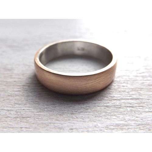  CrazyAss Jewelry Designs bronze wedding ring, domed bronze ring silver, mens ring silver bronze, mens wedding band, mens ring mixed metal, bronze anniversary gift