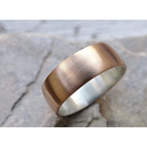  CrazyAss Jewelry Designs bronze wedding ring, domed bronze ring silver, mens ring silver bronze, mens wedding band, mens ring mixed metal, bronze anniversary gift