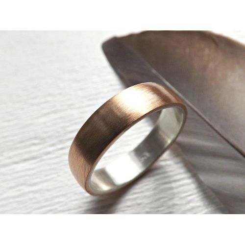  CrazyAss Jewelry Designs bronze wedding ring, domed bronze ring silver, mens ring silver bronze, mens wedding band, mens ring mixed metal, bronze anniversary gift