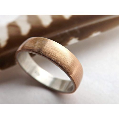  CrazyAss Jewelry Designs bronze wedding ring, domed bronze ring silver, mens ring silver bronze, mens wedding band, mens ring mixed metal, bronze anniversary gift