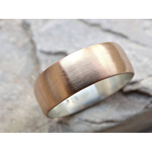  CrazyAss Jewelry Designs bronze wedding ring, domed bronze ring silver, mens ring silver bronze, mens wedding band, mens ring mixed metal, bronze anniversary gift