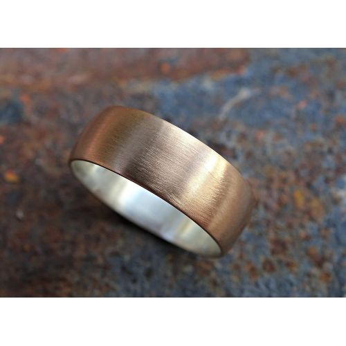  CrazyAss Jewelry Designs bronze wedding ring, domed bronze ring silver, mens ring silver bronze, mens wedding band, mens ring mixed metal, bronze anniversary gift