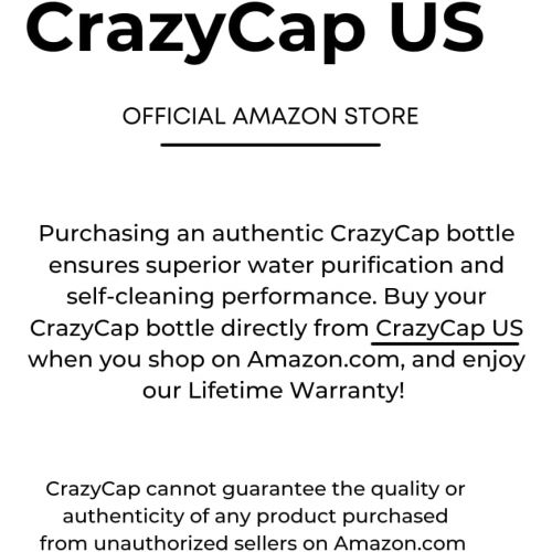  CrazyCap 2.0 UV Water Purifier & Self Cleaning Stainless Steel Insulated Water Bottle - Turns Any Water Source Into Clean Drinkable Water - Perfect for Hiking Camping Travel and Su