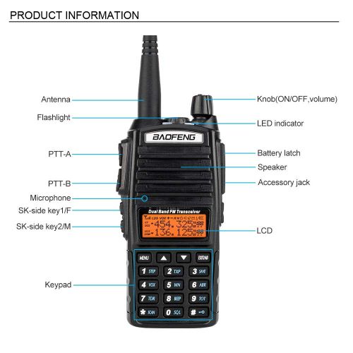  Crazyworld 10 Pack UV-82 Dual Band Dual Standby Dual Display 5W Handheld Two Way Radio Walkie Talkie