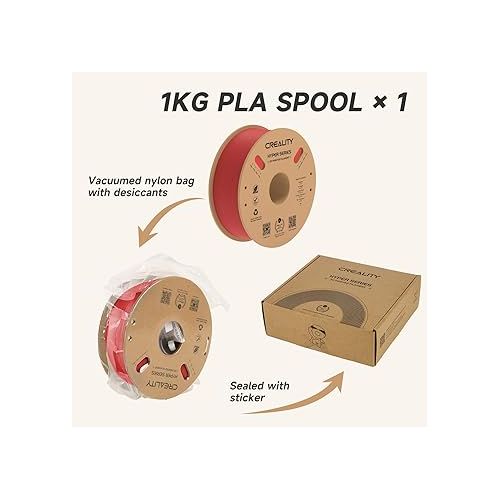  Official Creality Hyper PLA Filament 1.75mm, High Speed PLA 30-600mm/s 3D Printer Filament PLA, Dimensional Accuracy +/-0.02mm, Fit Most FDM 3D Printers，1KG(2.2lbs) Spool Red