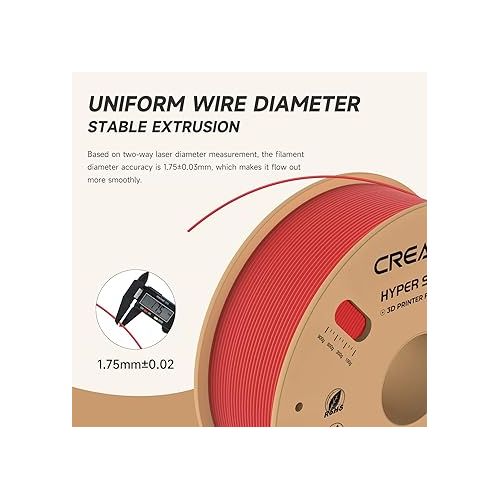  Official Creality Hyper PLA Filament 1.75mm, High Speed PLA 30-600mm/s 3D Printer Filament PLA, Dimensional Accuracy +/-0.02mm, Fit Most FDM 3D Printers，1KG(2.2lbs) Spool Red