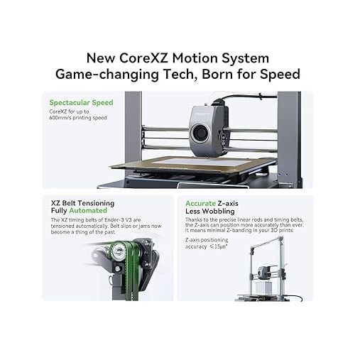  Creality Official Ender 3 V3 3D Printer,600mm/s Printing Speed,Clog-Free Extruder KIT,All-Metal Build,Auto Calibration for Leveling, Print Size 8.66 * 8.66 * 9.44 inch