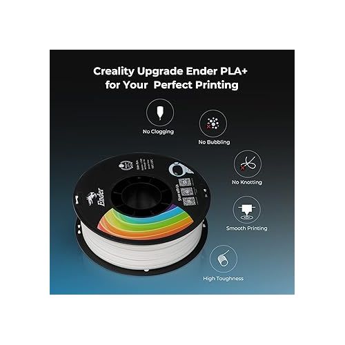  Creality PLA Filament 1.75mm, Upgrade PLA+ Filament Strong Toughness No-Tangling Vacuum Packaging 3D Printing PLA Plus Filament Fit Most FDM 3D Printers, 1kg Spool, Accuracy +/- 0.02mm, Multi-Color