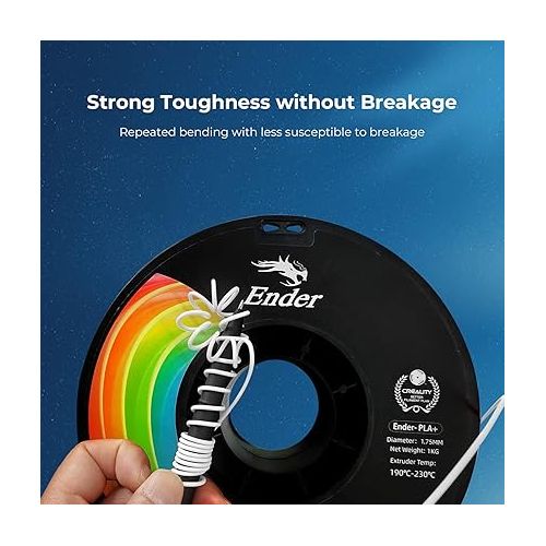  Creality PLA Filament 1.75mm, Upgrade PLA+ Filament Strong Toughness No-Tangling Vacuum Packaging 3D Printing PLA Plus Filament Fit Most FDM 3D Printers, 1kg Spool, Accuracy +/- 0.02mm, Multi-Color