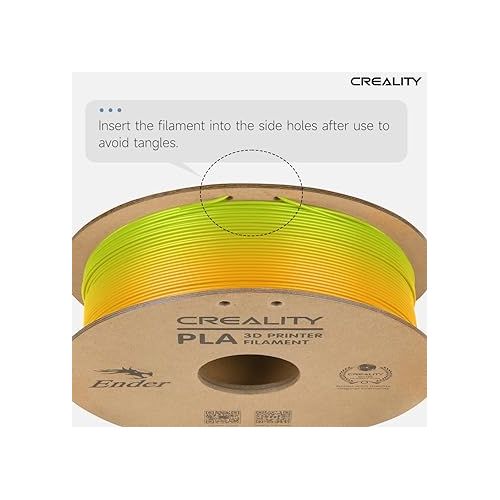  Creality 3D Printer Filament, PLA Filament 1.75mm Cardboard Spool Smooth Printing Less-Tangle Dimensional Accuracy +/- 0.02mm 1kg/Roll(2.2lbs) Fit for Most FDM 3D Printers (Rainbow)