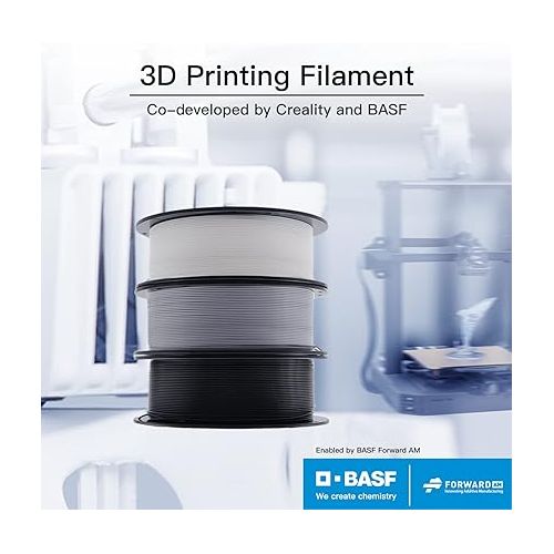  Creality 3D Printer Filament PLA 1.75mm 1KG Spool, 3D Printing Filament, Less Bubbles No Odor, High Toughness Print PLA Filament BASF for Most FDM 3D Printer, Dimensional Accuracy +/- 0.03 mm, Black