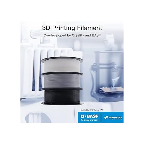  Creality 3D Printer Filament PLA 1.75mm 1KG Spool, 3D Printing Filament, Less Bubbles No Odor, High Toughness Print PLA Filament BASF for Most FDM 3D Printer, Dimensional Accuracy +/- 0.03 mm, Black