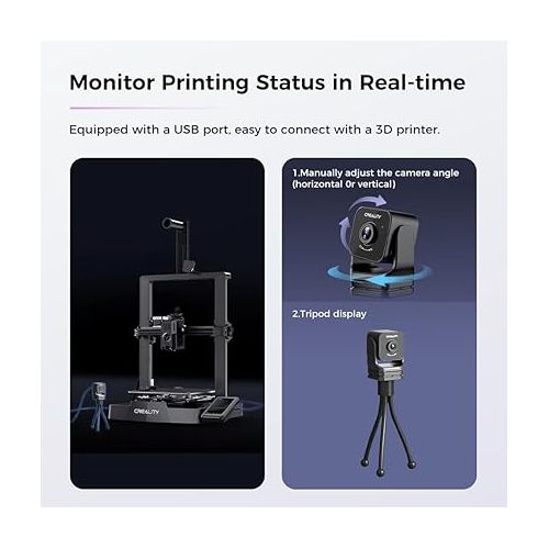  Creality Official Nebula Camera, Remote Monitoring, WiFi Connection, Auto Generate Time-Lapse Video, Compatible Sonic Pad/Nebula Pad/Ender-3 V3 KE/CR-10 SE/HALOT-MAGE