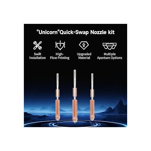  Official Creality K1C Nozzles 0.4mm, 0.6mm, 0.8mm 4PCS, Unicorn Quick-Swap 3D Printer Nozzle Kit, Ender 3 V3 Nozzles Copper Alloy and Hardened Steel Nozzle for Creality K1C, Ender 3 V3 3D Printers