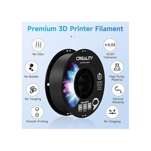  Official Creality 3D Printer Filament, ABS Filament 1.75mm No-Tangling, Strong Bonding and Overhang Performance Dimensional Accuracy +/-0.02mm, 2.2lbs/Spool
