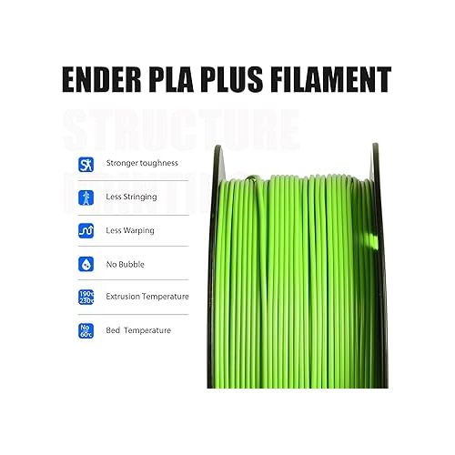  Creality PLA Filament Pro Apple Green,1.75mm 3D Printer Filament, Ender PLA + (Plus) Printing Filament, 1kg(2.2lbs)/Spool, Dimensional Accuracy ±0.03mm. Fit Most FDM Printer