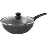 Crealys 510089 Wok/Pfanne, pulverbeschichteter Titan-Stahl mit Bakelit-Griffen, 28 cm, glanzendes Schwarz