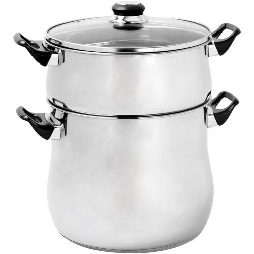  Crealys 504940 Couscous-Topf, 24 cm, 12 l, Edelstahl, mit schwarzem Bakelitgriff