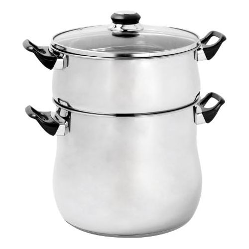  [아마존베스트]Crealys - 504940 - Stainless Steel Steam Pan - 12 L -Black Bakelite Handle - 24 cm Diameter