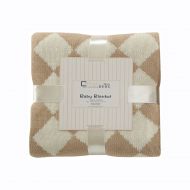 Cream Bebe Argyle 100% Cotton Knit Baby Blanket, Camel/Ivory