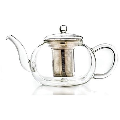  Creano Double-Walled Glass Teapot 1.2 L with Stainless Steel Filter - Drip-Free