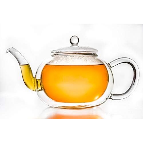  Creano Double-Walled Glass Teapot 1.2 L with Stainless Steel Filter - Drip-Free