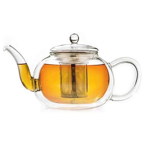  Creano Double-Walled Glass Teapot 1.2 L with Stainless Steel Filter - Drip-Free