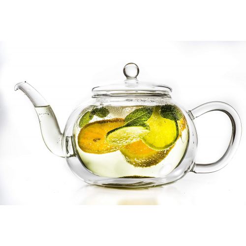  Creano Double-Walled Glass Teapot 1.2 L with Stainless Steel Filter - Drip-Free