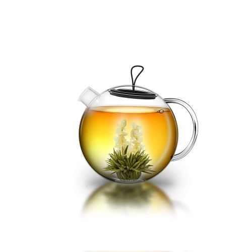  Creano XXL Teekanne Jumbo aus Glas, 3-teilige Glasteekanne im Teekannenset mit integriertem Edelstahl-Sieb & Glas-Deckel, multifunktionale Design-Glas-Teekanne, All-in-one, 2,0l