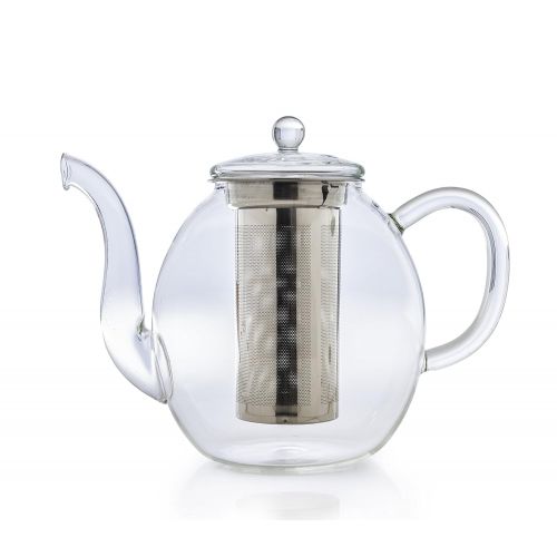  Creano Glas-Teekanne 3-Teiliger Teebereiter mit integriertem Edelstahl-Sieb und Glas-Deckel, mit 3X 60g Fruechte, Krauter-Tee (Erbeer-Minze, Exotische Fruechte, Sanfte Limette) (1,0