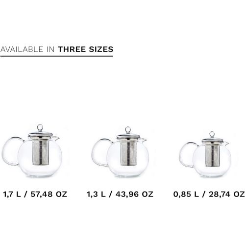  Creano Glas-Teekanne 0,85l 3-Teiliger Teebereiter mit Integriertem Edelstahl-Sieb und Glas-Deckel, Ideal zur Zubereitung von Losen Tees, tropffrei, All-in-One …