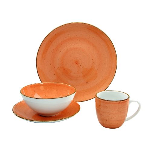  Creatable 17691, Serie Vintage Nature, Geschirrset 4 teilig Terra Single Set, Porzellan, orange, 34 x 19 x 31 cm, 4-Einheiten