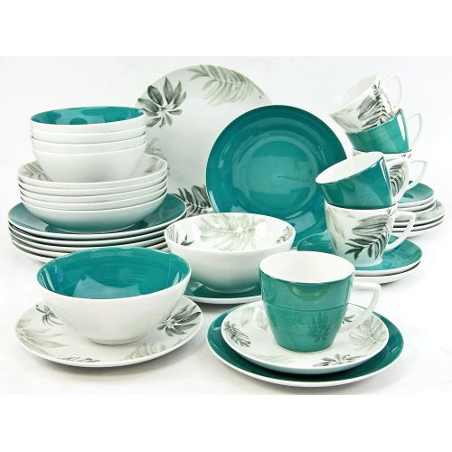  Creatable 20635, Serie Tropical, Geschirrset, Kombiservice 36 teilig, Porzellan, mehrfarbig