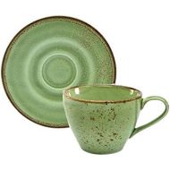 Creatable Kaffeetasse Teetasse Cappuccinotasse + Untertasse NATURE COLLECTION | Steinzeug | Green - Gruen | 200 ml