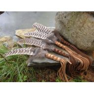 /CreationSecondeNatur Smudge feather fan. Ceremony Native American wild turkey Feather and leather. Sacred Feather spiritual smudging feather, Shaman accessory