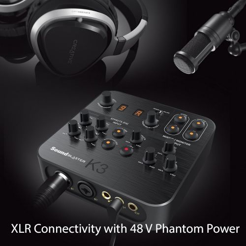  Creative Sound Blaster K3+ USB Powered 2 Channel Digital Mixer AMP/DAC/, Digital Effects XLR Inputs with Phantom Power / TRS / Z Line Inputs