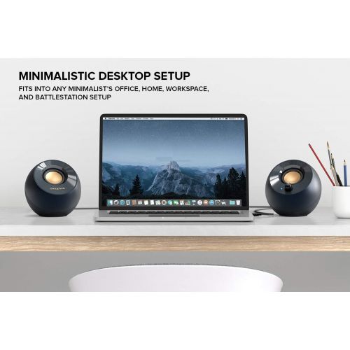  [아마존베스트]Creative Pebble V2 - Minimalistic 2.0 USB-C Powered Desktop Speakers, 3.5 mm AUX-in, Up to 8W RMS Power for Computers and Laptops, Type-A Adapter Included and Extended Cable (Black