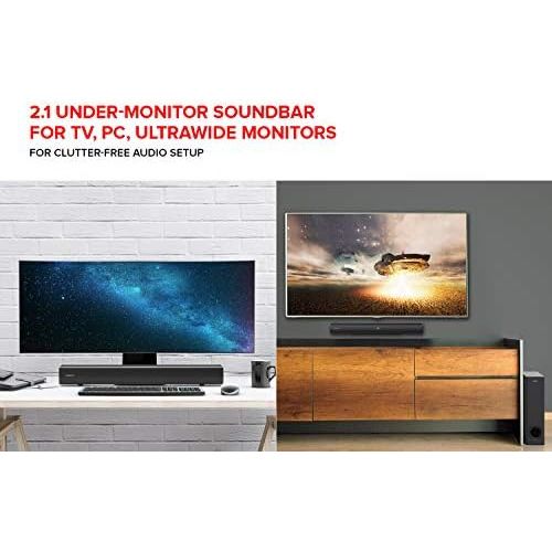  [아마존베스트]Creative Stage 2.1 Channel Under-Monitor Soundbar with Subwoofer for TV, Computers, and Ultrawide Monitors, Bluetooth/Optical Input/TV ARC/AUX-in, Remote Control and Wall Mounting