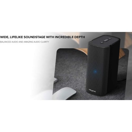  [아마존베스트]Creative T100 2.0 Compact Hi-Fi Desktop Speakers, up to 80W Peak Power with Bluetooth 5.0, Optical-in, AUX-in, Wide Soundstage and Audio Clarity with Bass Control for Computers and