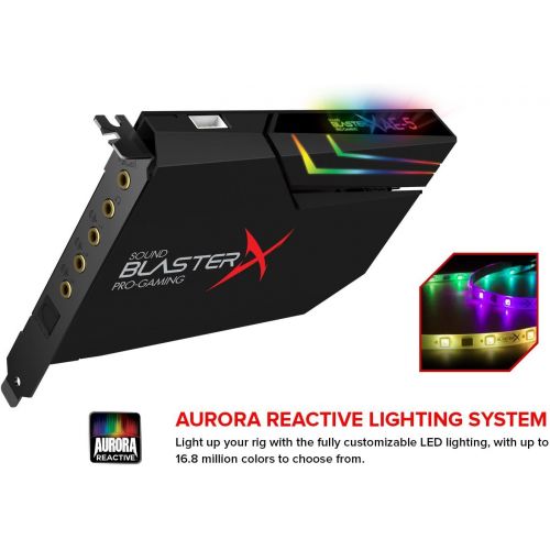  Creative Sound BlasterX AE-5 Hi-Resolution PCIe Gaming Sound Card and DAC with RGB Aurora Lighting System (Option 1: White with 4 LED Strips)
