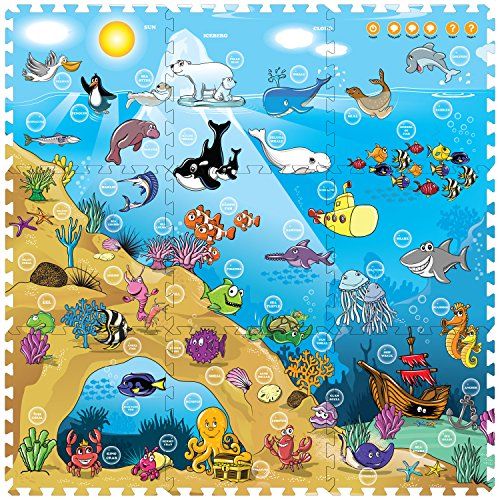  [아마존베스트]Creative Baby 9 Piece Interactive Playmat i-Mat, Under The Sea