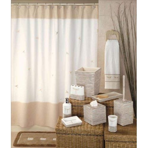  Creative Bath Products Dragonfly Flies Embroidered Fabric Shower Curtain
