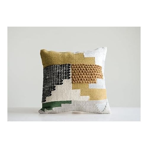  Creative Co-Op Handwoven Wool Kilim Pillow, Multicolor
