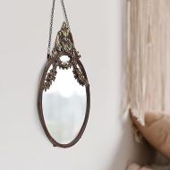 Creative Co-Op Antique Inspired Hanging Oval Mirror with Pewter Frame