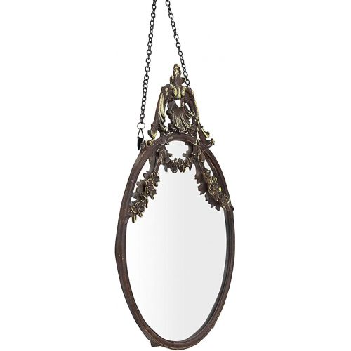  Creative Co-Op Antique Inspired Hanging Oval Mirror with Pewter Frame