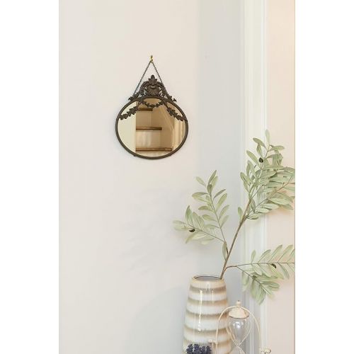  Creative Co-Op Antique Inspired Hanging Oval Mirror with Pewter Frame