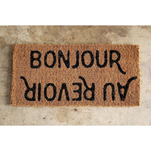  Creative Co-op Natural Coir Bonjour/Au Revoir Doormat 32 x 16