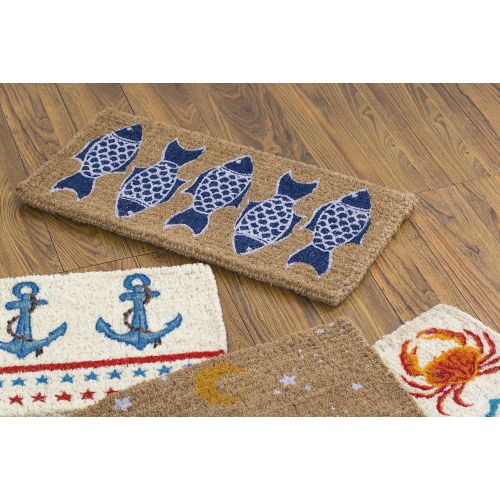  Creative Co-op Natural Coir Doormat with Fish Images