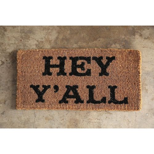  Creative Co-op Natural Coir Hey Yall Doormat