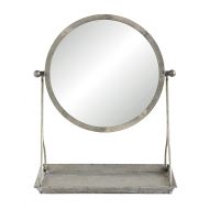 Creative Co-op Round Mirror on Metal Stand with Tray